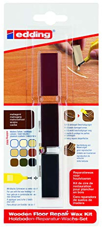edding 8902 Holzboden-Reparaturwachs-Set - Mahagoni - 3 Hartwachse - zum Ausbessern von Beschädigungen und Kratzern in Holzböden