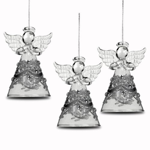 SIKORA BS254 Engel Christbaumschmuck Glas Figur Weihnachtsbaum Anhänger 3er Set