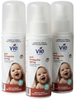 Vie Spray-On Anti Mosquito 100ml, Deet Free, Suitable for Children and Babies (3 Bottle)