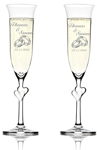polar-effekt 2 Sektgläser mit Namen und Datum - Kristallgläser mit Gravur 175 ml - Geschenkidee zum Hochzeitstag, Jahrestag oder Valentinstag