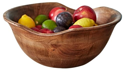 Paper High Natural Mango Wood Fruit Bowl - Hand Carved Polished Wooden Bowl - Fair Trade, Handmade and Sustainable - Kitchenware - Home Décor