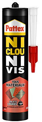 Pattex Ni Clou Ni Vis Fix Objets Lourds, Colle de fixation forte tous supports, colle de construction puissante et flexible, colle blanche, cartouche de 460 g