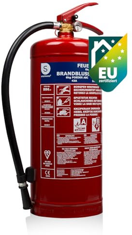 Smartwares ABC Feuerlöscher 6 Kg/Pulverlöscher mit Halterung, Manometer und Schlauch