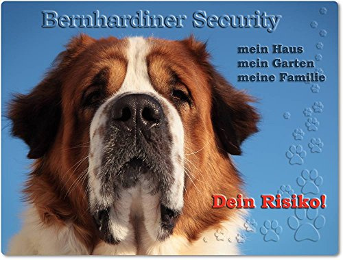 Merchandise for Fans Warnschild - Schild aus Aluminium 30x40cm - Motiv: Bernhardiner Security (01)