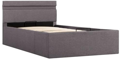 vidaXL Stauraumbett Hydraulisch mit LED Polsterbett Einzelbett Bett Schlafzimmerbett Stoffbett Bettrahmen Bettgestell Stauraum Taupe 90x200cm