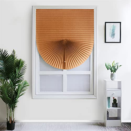Heavyoff Faltjalousie Plissee Faltrollo Ohne Bohren mit Selbstklebend Thermo-Plissee Blickdicht für Fenster und Tür Sichtschutz und Sonnenschutz 90x150cm/35 W x 59 H Orange