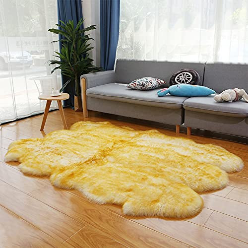 Alfombra Piel De Oveja Auténtico Alfombra Piel De Cordero Grande Alfombra Lana Alfombras Pelo Largo (Size : 6p(150 * 200cm))