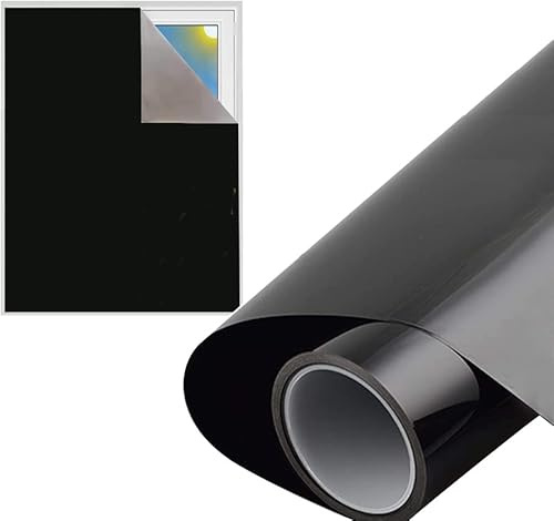 Kisbeibi Black Static Window Film Blackout Opaque Privacy Film 40cm 100% Light Blocking for Roof/Windows Family Daytime Sleep/Baby Room/Bedroom, Easy to Put Up and Remove(1,size:40cm)