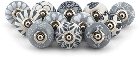 Craft Trade Dresser Knobs for Cabinets and Drawers Assorted Multicolor Ceramic Door Knobs Kitchen Cupboard Wardrobe Decorative Furniture Pull Handle - Pack of 12