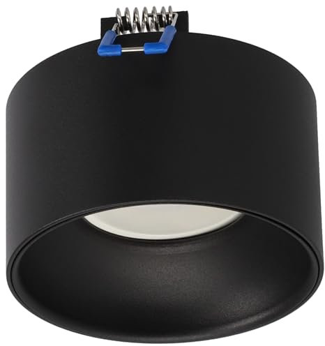 EDO Recessed Ceiling Light ZAMA Black S Mini Round Downlight - Ø85*50mm Mounting Frame, Single Decorative Spotlight Ceiling Lamp for Living Room, Bedroom, Kitchen (not incl. GU10/GU5.3 Socket)