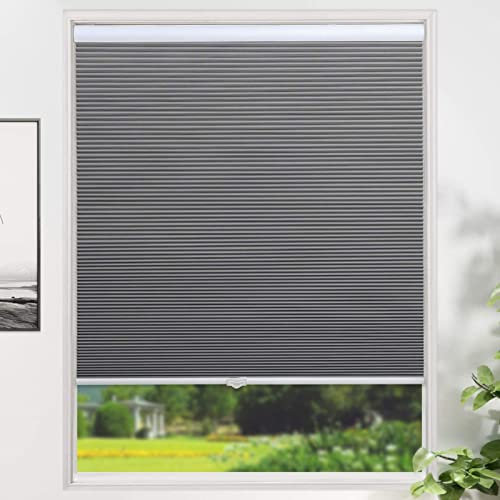 Faltrollo, Kabellose Jalousien, Zellular Rollos, UV Schutz, Verdunkelungsrollos, Bottom Up Wabenjalousien, Für Wohnzimmer, Fenster, Zuhause Und Schlafzimmer (Light Grey,35 W x 64 H)