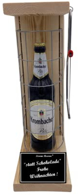 Krombacher Pils Geschenk Weihnachten Krombacher - Eiserne Reserve Gitterkäfig Bier Biergeschenk s/w Statt Schokolade Frohe Weihnachten Bier (1 x 0.5 l)