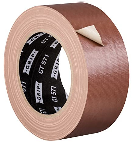 GRIP Eventbasics Gewebeband braun, 50 mm x 25 m, farbiges Gaffa Tape GT 571, sehr hohe Klebkraft, Profi Gewebeklebeband zum Markieren, Basteln, Befestigen, Reparieren uvm. im Innen- und Außenbereich