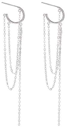 SLUYNZ 925 Sterling Silber Tropfen Ohrringe Creolen Huggie Kette für Frauen Piercing Quaste