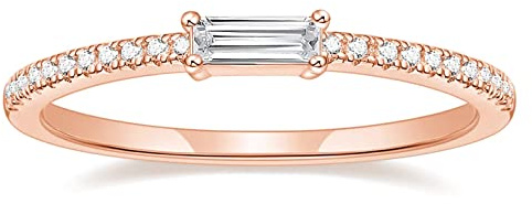 Titaniumcentral Ringe Damen Vorsteckring Schmal Ewigkeitsringe Baguette-Schnitt Zirkonia Verlobungsringe Eheringe Trauringe