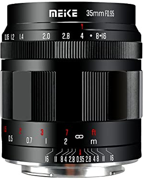 Meike Objectif 35mm f0.95 Grande Ouverture Mise au Point Manuelle Compatible avec Les appareils Photo sans Miroir Canon EF-M EOS M M2 M3 M5 M6 M10 M50 M100 M6II M200, etc