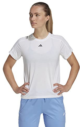 adidas Damen AEROREADY Train Essentials Minimal Branding Crewneck Tee, White, L