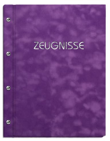 Zeugnismappe handgefertigt in lila Samtoptik mit Prägung | für Zeugnisse in DIN A4 - inkl. 12 Sichthüllen - handgefertigte Prägung in vielen Farbvarianten