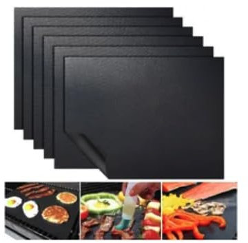 NDS- BBQ Grill Mats, Pack of 5 Universal Oven Liners for Bottom of Fan Assisted Ovens - Teflon, Reusable, Washable, Non Stick for Charcoal or Gas Grills