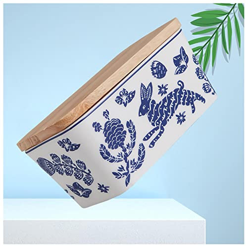 Ustensiles de cuisine, beurrier en porcelaine avec couvercle en bois, récipient hermétique for conserver le beurre, stockage des aliments, boîte à bonbons, plat de cuisson, B