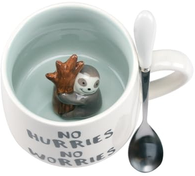 XinHuiGY Cute Mug,Gifts for Women,Kawaii Sloth Coffee Mugs,3D Animal Morning Cup,Cute Stuff Funny Cool Tea Mugs, Christmas Birthday Presents for Girls Friend Kids Men Wife Mum Grandma Teacher (Sloth)