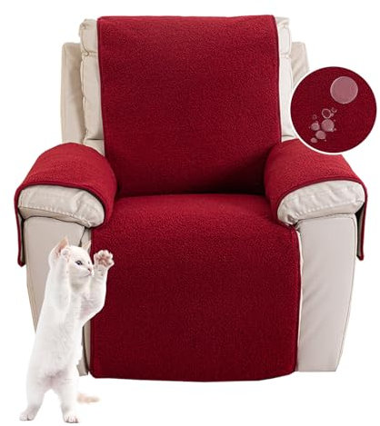 Sofa Armlehnenbezüge, Sesselschoner Sesselauflage, Fernsehsessel Schutzbezug Anti-Rutsch, Relaxsessel Bezüg Sesselüberzug für Zuhause mit Kindern und Haustieren Hund (Rot,M(22*82)56*207CM)