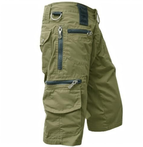 Generisch Cargohose Herren 3/4 Outdoor Hose Wanderhose Leicht Atmungsaktiv Shorts Sommer Freizeithose Mit Taschen, M-5XL