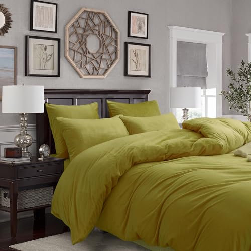 Gezu Juego de ropa de cama de invierno, cálido, de felpa, 220x200cm, color dorado y amarillo, diseño reversible, funda nórdica de cachemira, franela, toque de forro polar, tejido suave y cálido