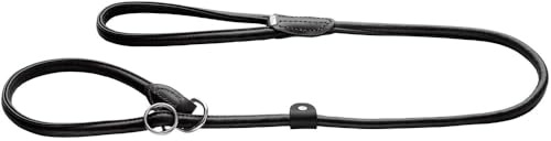 HUNTER Retriever-Leine Round & Soft Canadian UP, Farbe: schwarz, weiches Leder, Handschlaufe, Stoppring, rundgelegt, nachhaltig, Made in Germany, Größe: 10/120