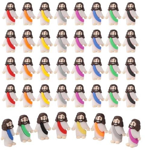 lasuroa 40pcs Jouets de Figurine Jésus, 3 x 1,5 x 3,5 cm Mini Jésus Christ Statue Figurines Miniatures de Jésus pour Les Enfants Fête Religieuse École du Dimanche Artisanat Cadeaux de Baptême