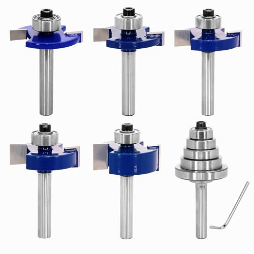 SICWOOD Lot de 5 fraises à rainurer avec tige de 6,35 mm, diamètre de coupe de 3,8 cm, 1,2 cm, 2,2 cm, 2,2 cm, 2,8 cm, 3,8 cm, 2,8 cm, 3,8 cm