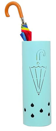 EXCLURA Regenschirmständer Freistehender Schirmhalter aus Metall, Runder Schirmständer mit 3 Haken, Gehstockhalter für Den Eckeingangsbereich, Kompakt und Platzsparend(Blue)