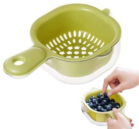 Passoire À Fruits Double Couche Avec Poignée - 1/4 Pièces Panier Égouttoir À Légumes Avec Poignée | Bol À Pastèque Avec Passoire | Petit Bac À Double Couche Et Panier Avec Poignée Pour Égoutter Les Fr