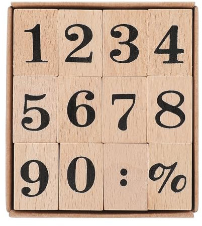 12 Stück Zahlen Holzstempel, Nummer 0 bis 9 Holz Gummistempel, Stempel Zahlen, Zahlenstempel Dekoration Set für DIY Grußkarten, Scrapbooking, Handwerk, Kartenherstellung