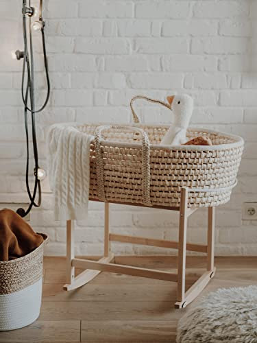 KidooCrafts Moseskorb mit Stander and Matratze, Geschenk zur Babyparty,Eine Wiege für EIN Baby, moseskorb für Baby