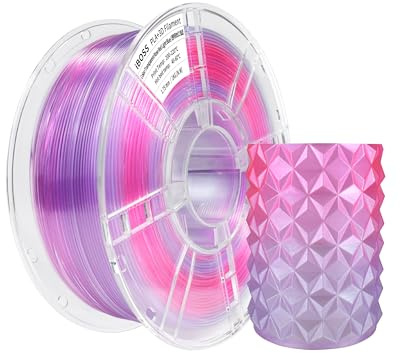 iBOSS transparenter Gradient PLA+3D Drucker Filament 1,75 +/- 0,02 mm, 1 kg Spule (2,2 Pfund) Farbverlauf zweifarbig, geeignet für die meisten FDM-Drucker (transparent Rose rot-hellblau)