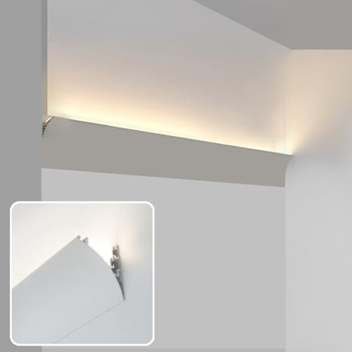 Kit di modanature per battiscopa a LED con illuminazione indiretta, decorazione moderna per la casa con illuminazione indiretta, rondella da parete, battiscopa per soggiorno, camera da letto, cucina,