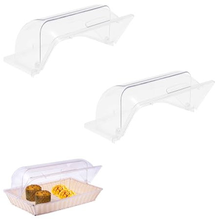 Roll Top Chafing Dish Covers, Clear Chafing Dish Cover, Rectangle Dome Clear Lid, Food Cover Lid, PC Food Tent, 1/2 Flip Cover, Cake Display Case for Buffet Party, Wedding, Birthday(2pcs)