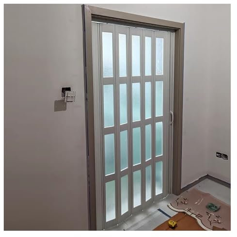 Folding Accordion Sliding Doors Interior For Room Divider/Closet/Doorway, Home Hotel Office Kitchen Bedroom Living Room Concertina Doors Internal White, Privacy Partition Magnetic Multifold Door(30x80