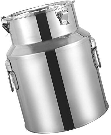 Generico Bidoni del Latte Contenitore per Il Trasporto del Latte per impieghi gravosi - Secchio per Vino in Acciaio Inox da 5L/9L/14L con Coperchio in Silicone, Facile da Aprire e Utilizzare, Argento