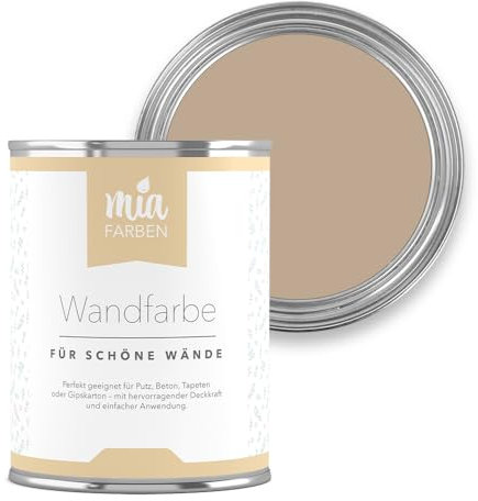miafarben Wandfarbe für Wände & Tapeten 2,5L - sanfte, matte Farbtöne, hochdeckend (Kleiner Nougattraum)