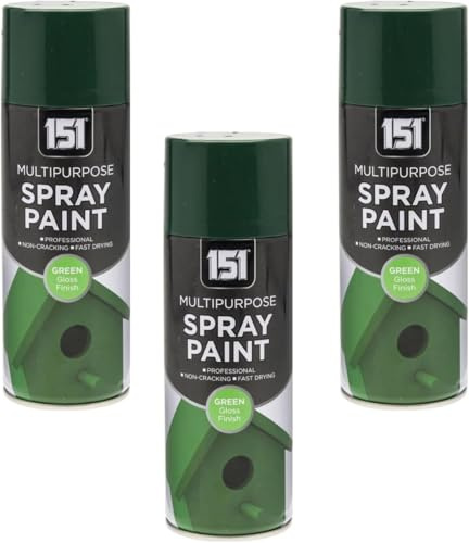 MIXEL Green Gloss Spray Paint, Quick-Drying Formula, Easy to Apply, Perfect for Metal, Wood, Plastic, DIY Projects, Crafts, Home Décor, Indoor and Outdoor Use, 400ml, (3 Pcs)
