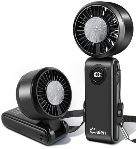 Portable Handheld Turbo Fan, High-Power Motor, Cooling Plate, LED Display, 4000mAh Rechargeable, Speed(1-100) Adjustable, Foldable Design, 3-IN-1 Hand/Desk/Neck Fan for Travel Beach Outdoor Activities