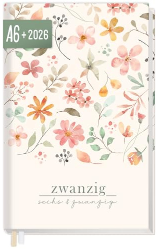 Häfft® Chäff-Timer Mini Taschenkalender 2026 A6+ “Wild Blossoms” Terminplaner klein mit 1 Woche auf 2 Seiten, Wochenplaner, Kalender, Organizer - nachhaltig & klimafreundlich