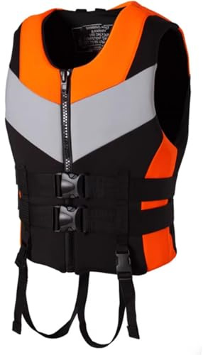 Schnorchelweste für Erwachsene, hohe Auftriebsweste, einstellbare schnelle, Unisex -Schwimmweste Fischereiweste für Bootfahren, Kajakfahren, Paddel Boarding,2XL,Orange
