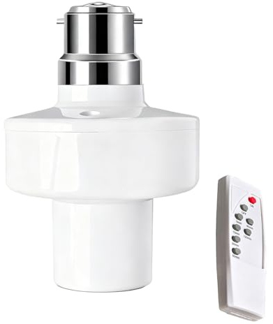 Kinhoou B22 to E27 Converter Adapter with Remote Control, 8m Range Wireless Light Socket Converter with Timer Function, for Ceiling Pendant Table Floor Lamps, Easy Installation