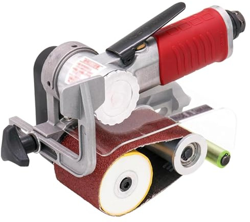 Levigatrice pneumatica a nastro, trafilatrice portatile, velocità 7000 giri/min, angolo della maniglia regolabile, a basso rumore, ideale per legno, ferro, alluminio, metallo