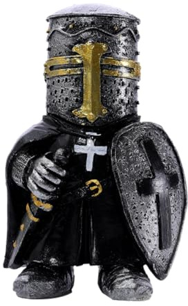 Fuwraixis Ornement de Jardin Chevalier Nain Sculpture d'un Soldat médiéval Figurine de Chevalier Vintage Artisanat en résine Articles de décoration pour Le Bureau et la Maison