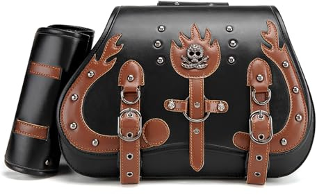 Sacoche Moto Laterale pour Kawasaki Vulcan S 650 VN650, Sac Moto Etanche Sacoche Moto Style Vintage en Cuir Sacs de Selle de Moto Sacoche Moto Selle Arriere,G