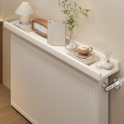 Balda Radiador de Pared de MDF, Cubreradiador, Baldas Flotantes Pared, Bordes Elevados para Evitar Caídas, para El Hogar, Sala de Estar, Dormitorio, Capacidad de Carga 25 Kg(White,30*15cm/12*6in)